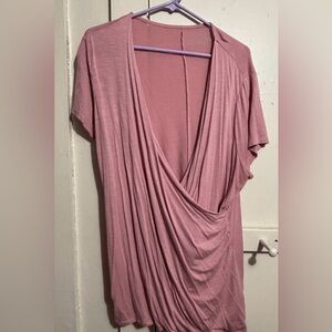 Set of 2 Lane Bryant Ballet Style Faux wrap tops 18/20 pink and black